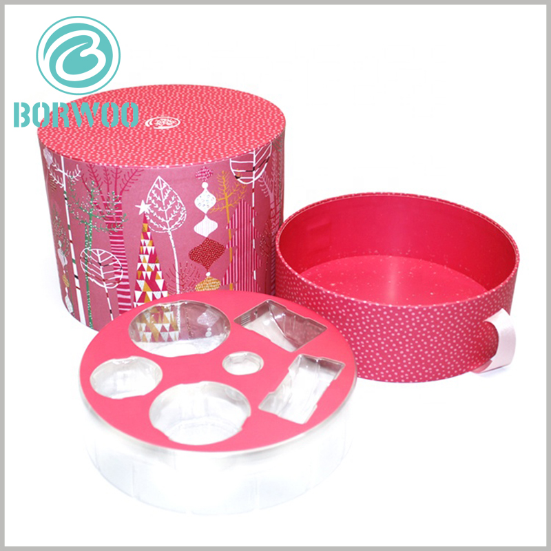 Custom Large diameter cardboard tube packaging Boxes with insert.The inside of the package has a clear blister package, and the surface of the blister is laminated with a flocked red cloth, which improves the visual experience inside the package.