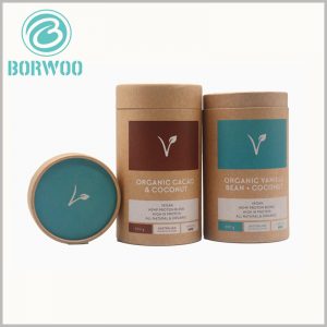Custom Large kraft paper tube boxes for powder food packaging.Kraft paper packaging and printing has content about the characteristics of the product.