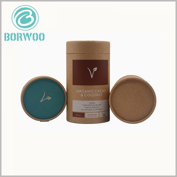 Custom Large kraft paper tube for powder food packaging boxes.Printing detailed instructions on kraft paper packaging helps customers understand the product more quickly.