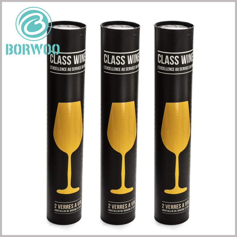 Black round cardboard tubes packaging for bottles