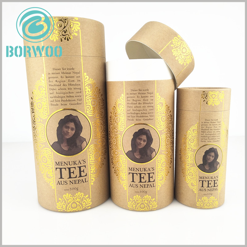Custom Luxury Gold cardboard tube packaging with printing. The luxurious packaging appearance and vision will make customers feel that the product is high-end.