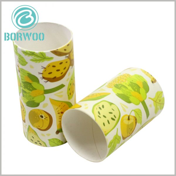 Custom Printed paper tube boxes for Dried fruit packaging.Use "Pear" as the main pattern of packaging design to tell consumers the products inside the packaging in an intuitive form.