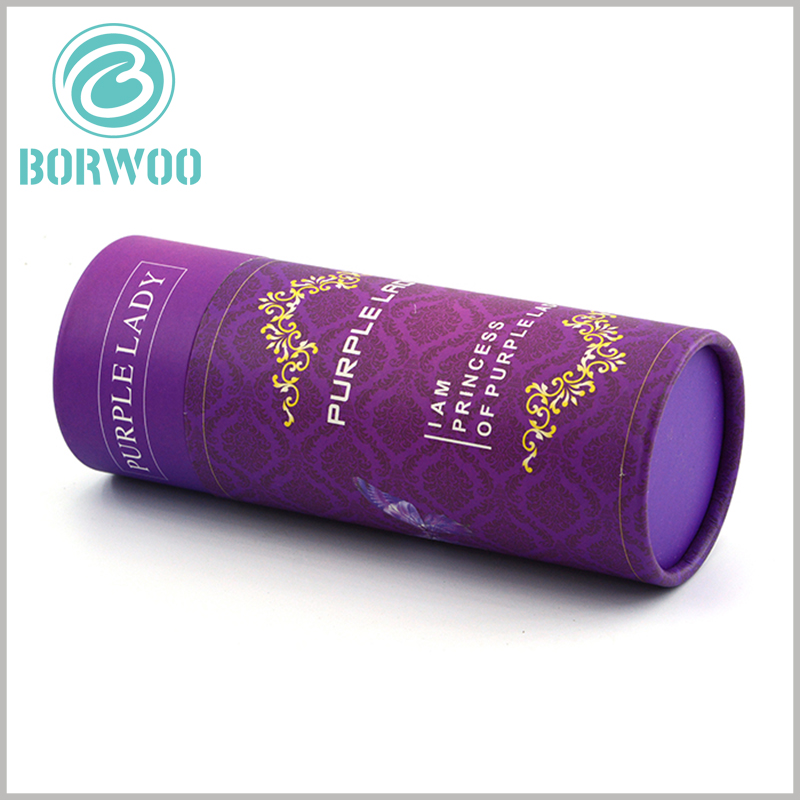 Custom Purple small diameter tube packaging for skin care boxes.Customized paper tubes of different diameters and heights are available depending on the size of the skin care product