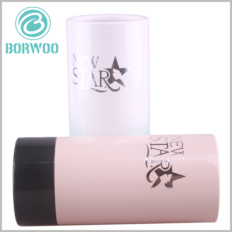 Custom Simple design of paper tubes packaging for cosmetics.The design is simple mild color with elements like flower, easily raise the good feeling about the cosmetic products inside.