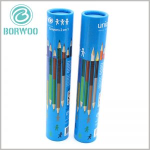 Custom Small cardboard tube packaging for coloring pencils.The printing is quite colorful so as the color pencils it contains,It’s very valuable to use product images directly as a publicity.