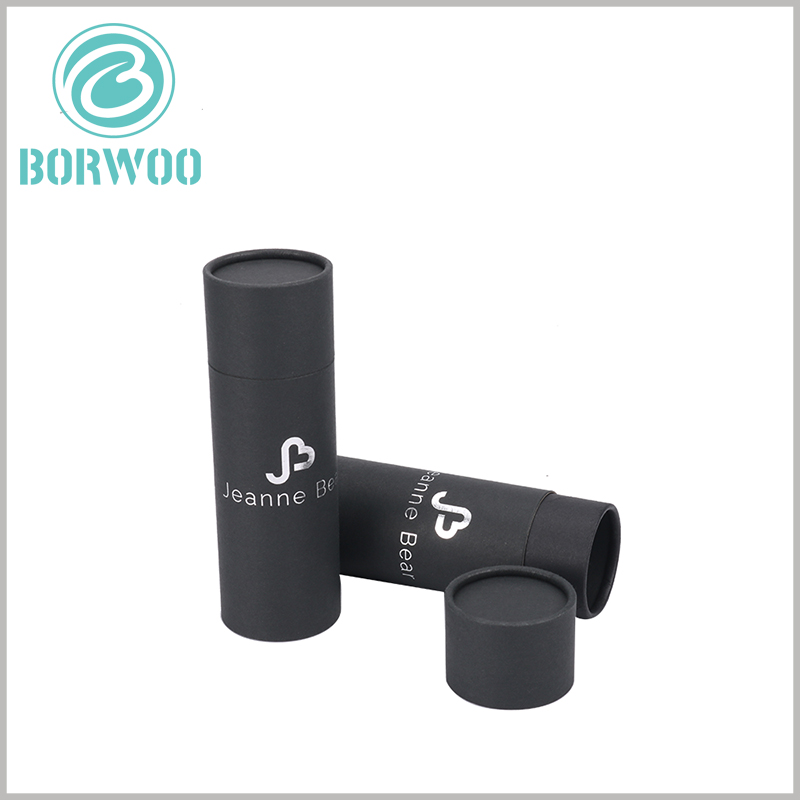 Custom Small diameter black cardboard tubes packaging boxes.hot silver stamping printing on the surface to show a high-end effect.
