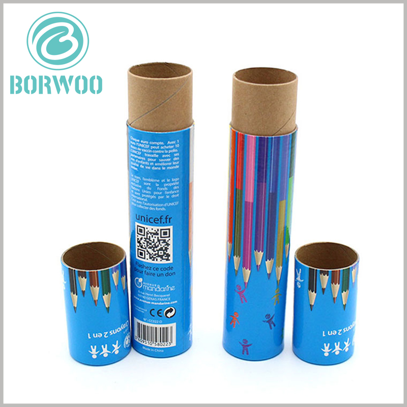 Custom Small paper tube packaging for coloring pencils.This is a slender cardboard tube package with a small diameter and a long height that can hold a slender colored pencil.