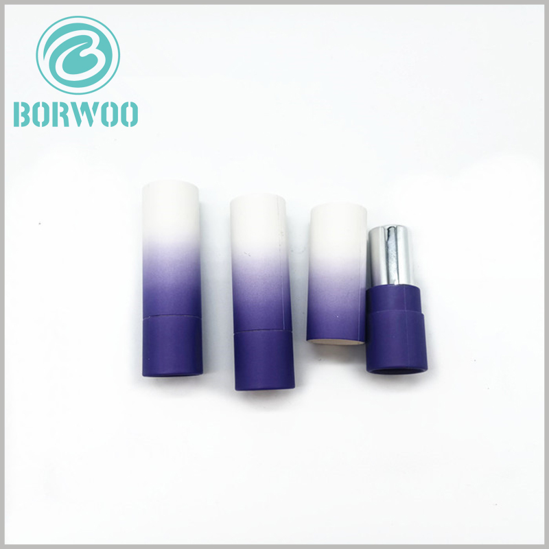 Custom Stylishly designed empty lip balm tube wholesale.Small-diameter paper tube packaging, packaging color changes from dark blue to white,with a unique appeal.
