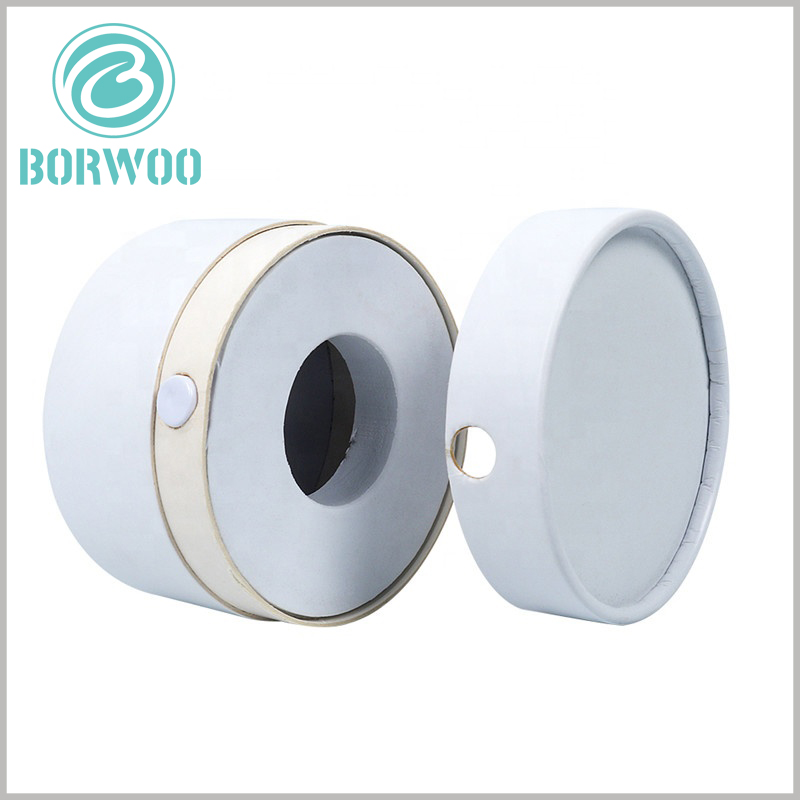 Custom White cardboard tube packaging boxes with EVA insert.The EVA ring can hold perfume bottles or glass bottles, making the product more stable during sales and transportation.