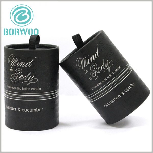Custom black cardboard candle tube boxes packaging