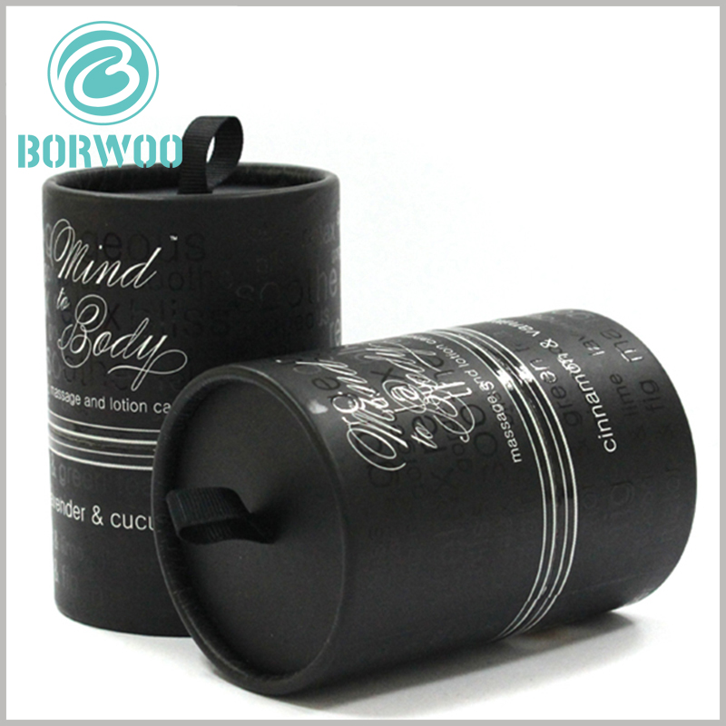 Custom black cardboard tube boxes for candle packaging