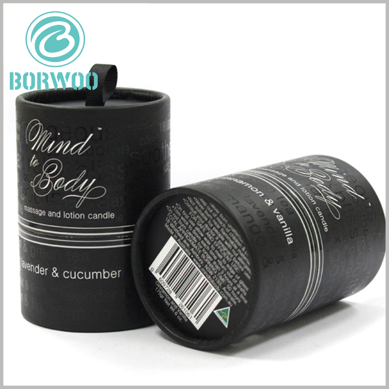 Custom black cardboard tube boxes packaging for candle