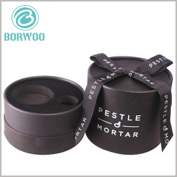 Custom black paper tube gift packaging boxes with EVA insert.EVA can fix and protect products inside the package, such as cosmetics, glass bottles, etc.