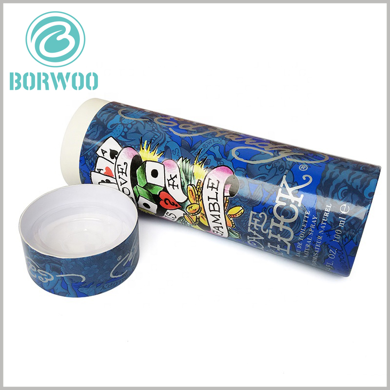 Custom cardboard tube cosmetic packaging for perfume boxes.The paper tube can be customized, so various patterns and text information can be printed on the surface of the paper tube to improve the display content of the paper tube