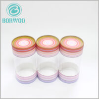 Custom clear tube packaging with printable paper lids.Printed paper tube cover increases packaging color