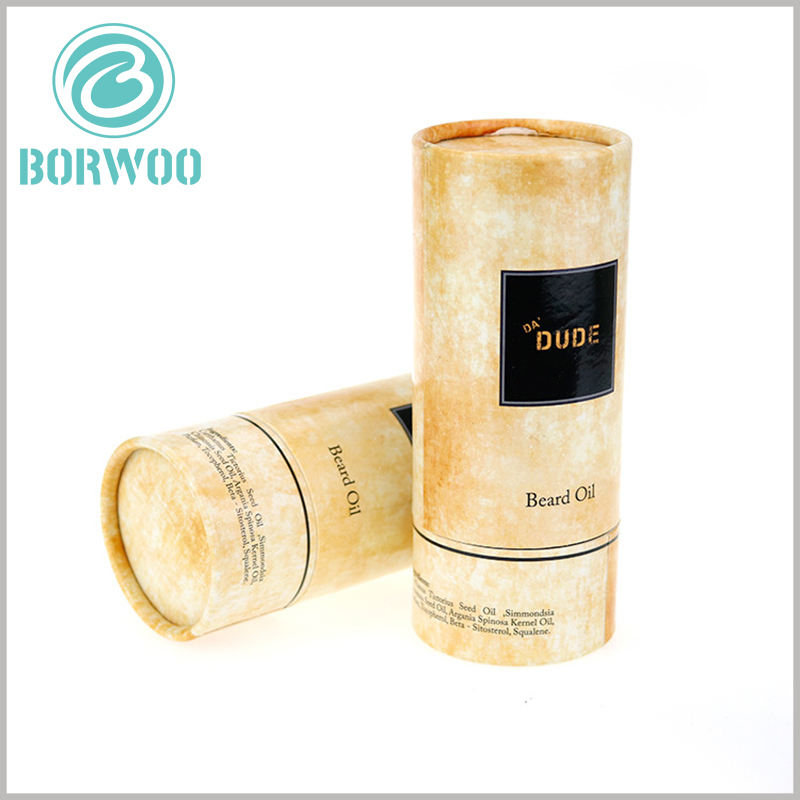 Custom cmyk printing paper tube packaging for beard oil.Ordinary four-color printing, through creative design, will increase the appeal of packaging.