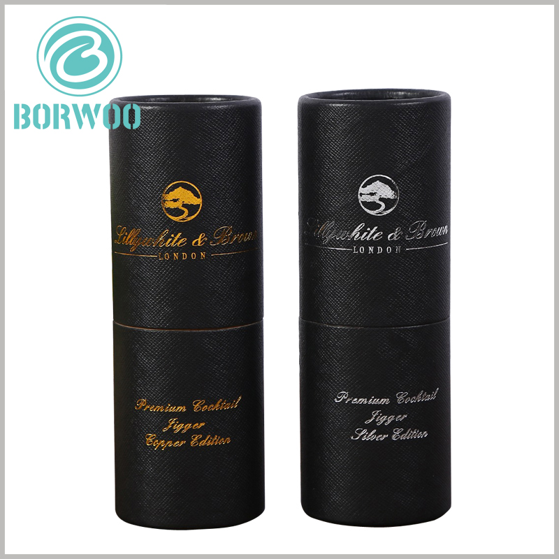 Custom creative black cardboard tube packaging with bronzing printing.Custom packaging has unique advantages, which can reflect the product differentiation and brand value.