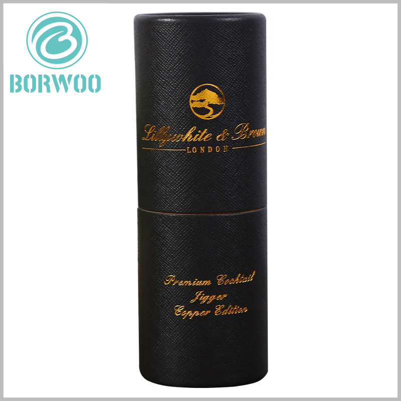 luxury black cardboard tube packaging with bronzing.Tell us the specific requirements of your customized packaging, including the choice of materials, packaging size and printing process.