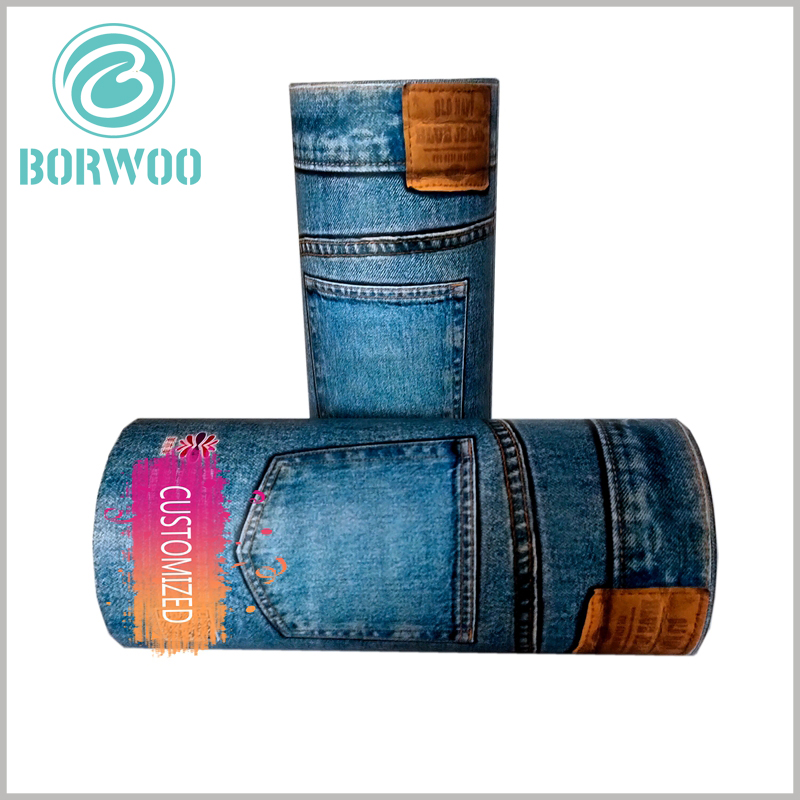 Custom creative cardboard round tubes packaging for jeans.Customize LOGO in your trouser packaging to promote branding