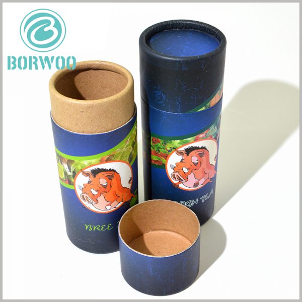 Custom kraft paper tube packaging for tea gift boxes.The box is mainly formed by exquisite kraft paper so the inner tube is brown,Inner tube curling, the diameter is mainly the diameter after curling
