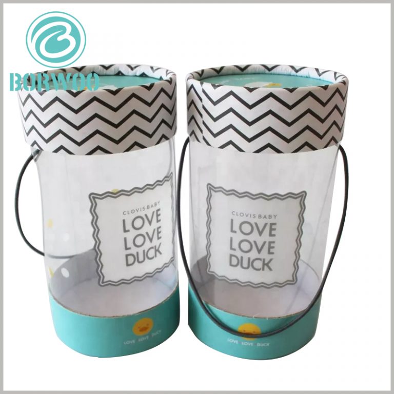 Large diameter clear plastic tubes packaging with rope handle