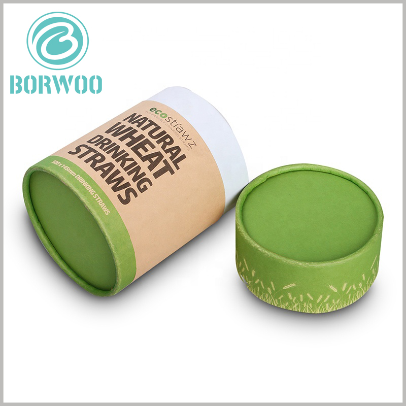 Custom large round boxes with lids for straw packaging.On the body part of the paper tube, printing an enlarged product name has a direct help in product sales.
