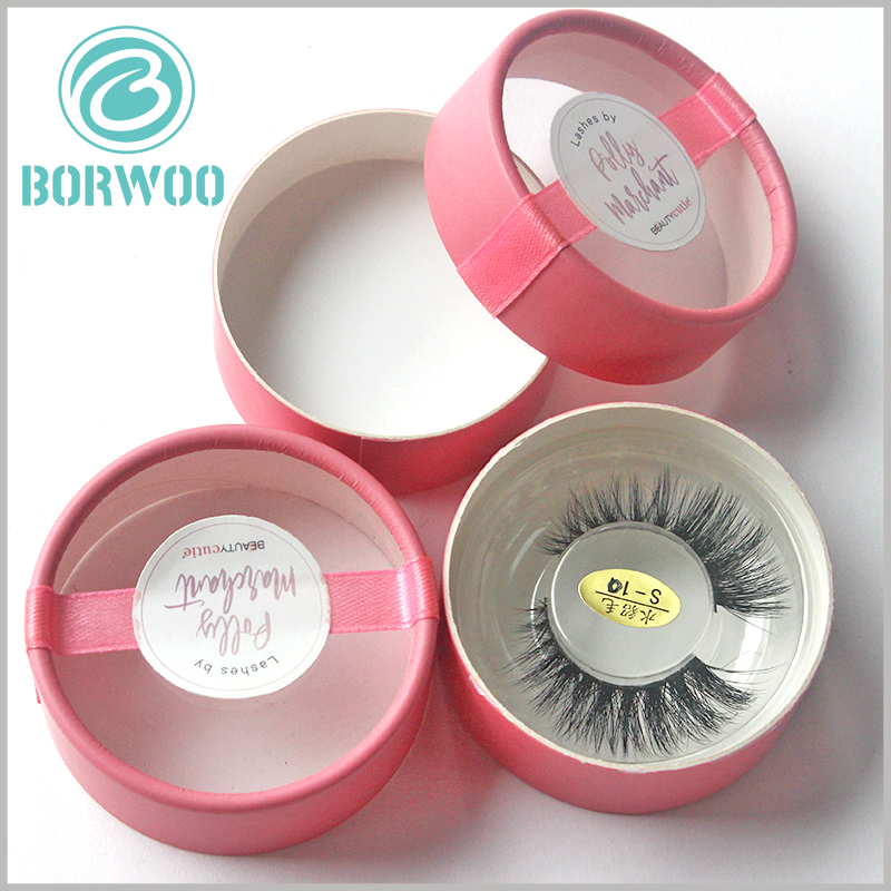 Custom pink cardboard tube packaging for eyelash boxes.The transparent window of the box allows consumers to quickly understand the eyelash products
