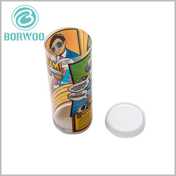 Custom quality Printed plastic tube packaging with clear lids.translucent packaging is good for displaying products
