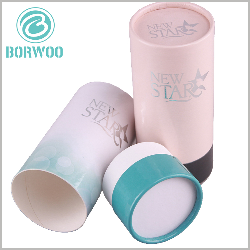 Custom small paper tube packaging for cosmetics boxes.printing is realized with CMYK technique and UV glue is applied to make the surface bright and smooth
