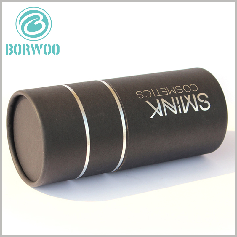 Elegant black paper tube packaging with logo wholesale.a simple but elegant hot silver stamping