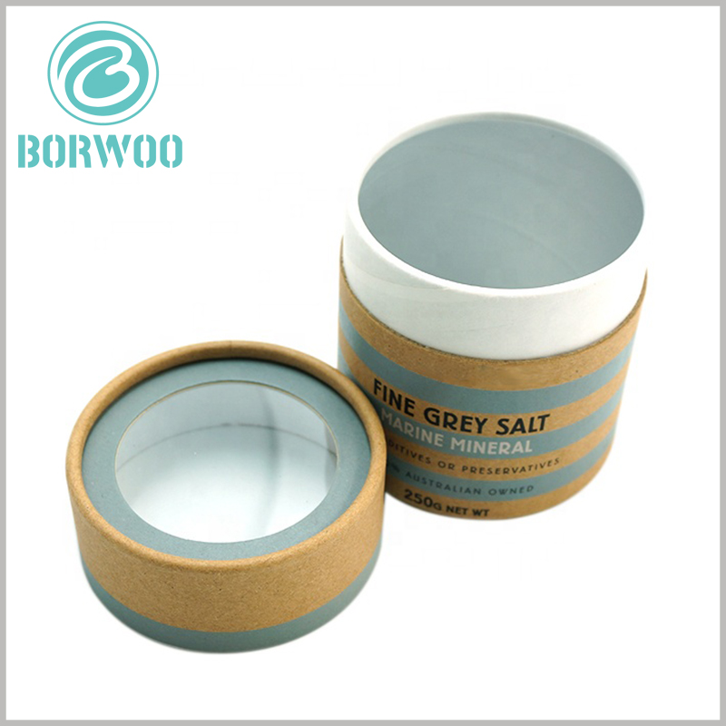 Food grade paper tube salt packaging boxes with windows.The window improves the visibility of the product directly