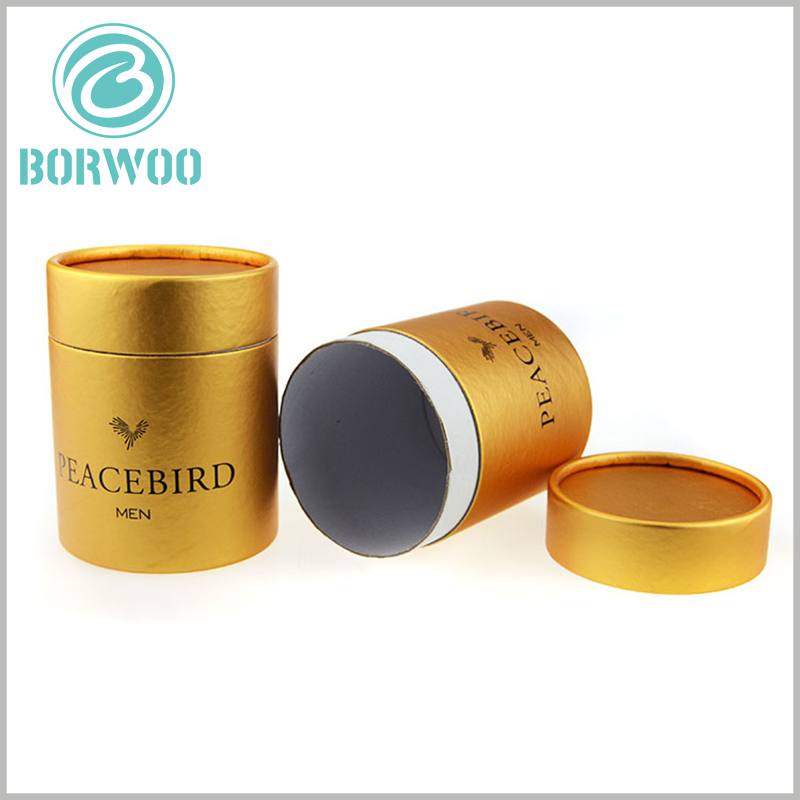 Gold-color large cardboard tube packaging with brand name.The thickness of the paper tube is 1.6mm, which has strong compression resistance, can withstand a certain external extrusion without deformation, and can play a good role in protecting the product.