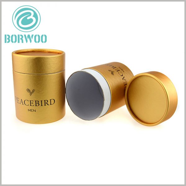 Gold-color large cardboard tube packaging with logo.Printed logos and brand names better reflect brand value and product value
