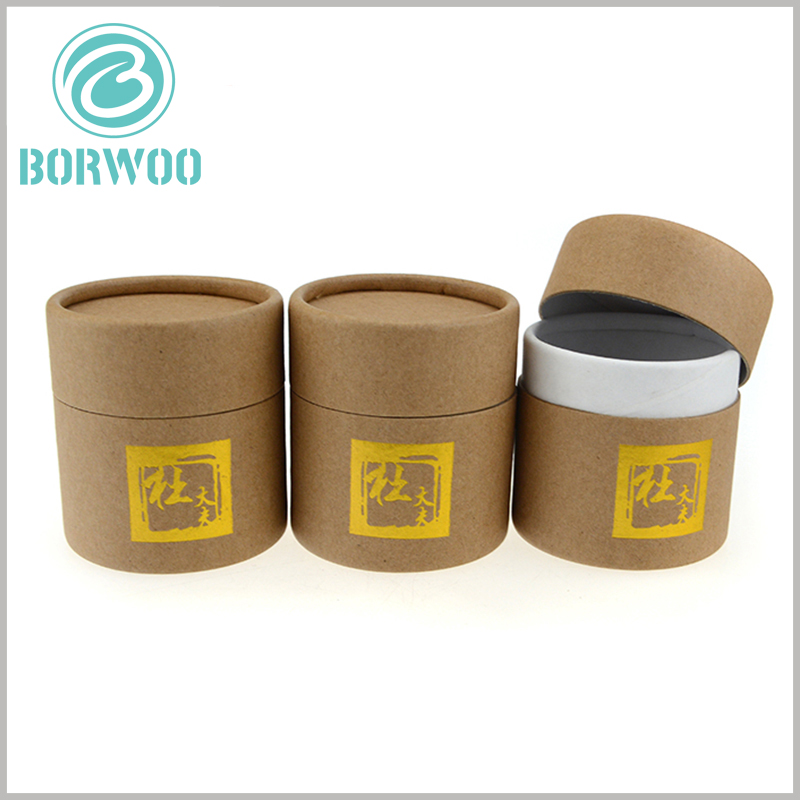 Gold stamping Kraft paper tube packaging with golden logo