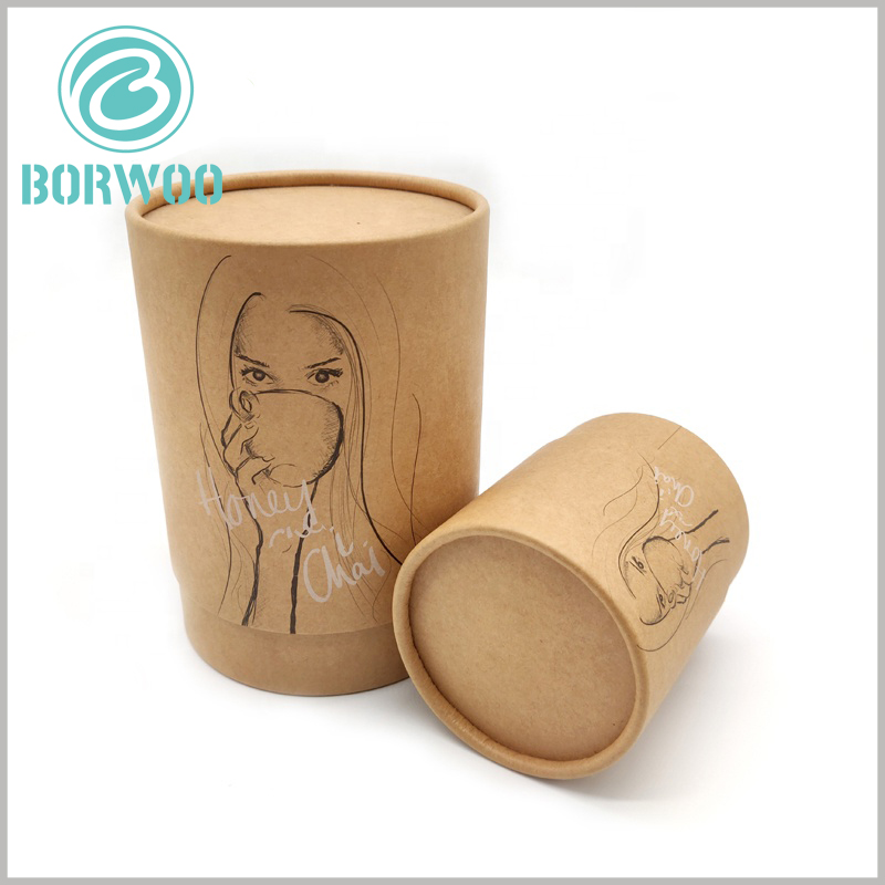Kraft paper food packaging tube. The custom tube packaging has an artistic design, making the food packaging box unique and attractive.