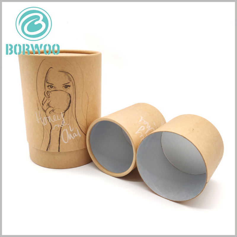 Kraft paper food tube packaging with tin foil paper.Customized paper tube packaging is used for food. The inner liner of the paper tube is tin foil, which can improve the tightness of the package.