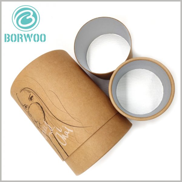 Kraft paper tube food packaging with foil inner coating. Customized paper tube packaging has good airtightness, which can enhance the freshness of the packaging for food.