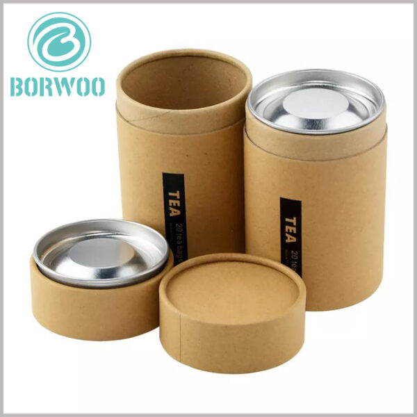Kraft paper tube packaging with inner iron cover