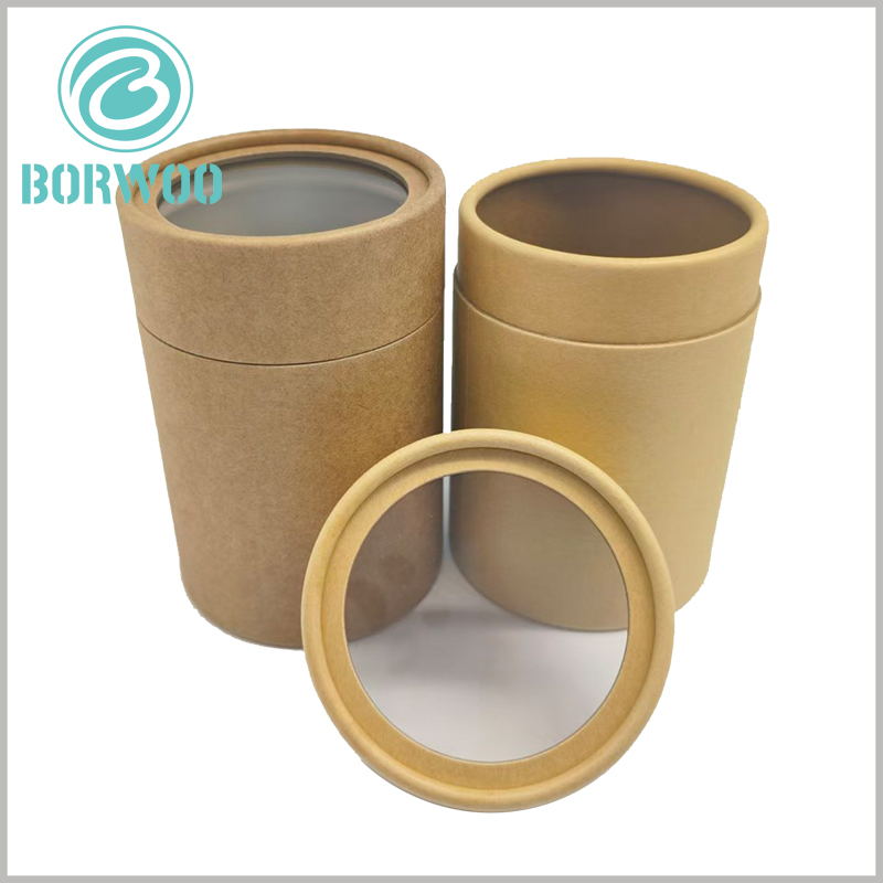 Kraft paper tubes packaging with PLA (biodegradable) windows