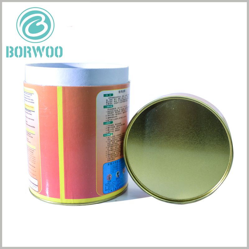 Large diameter cardboard tube packaging with matel lids.For gas mask packaging.The printed large-diameter cardboard tube package has a metal iron cover, which is more conducive to the sealing of the product.