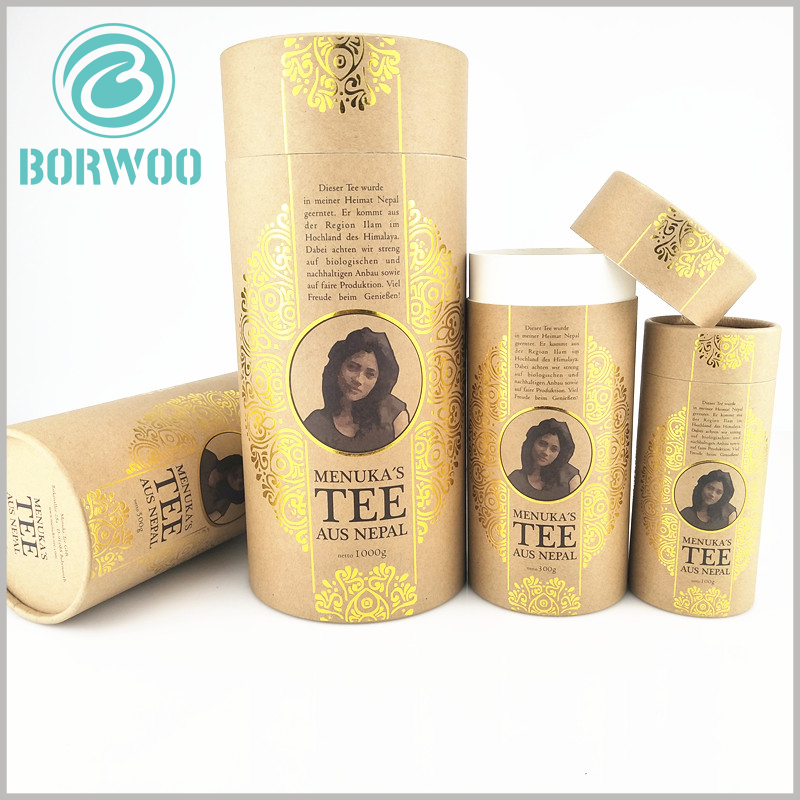 Luxury Gold cardboard tube packaging with printing. Customized paper tube packaging is unique and attractive, which is of great help to the enhancement of product value.