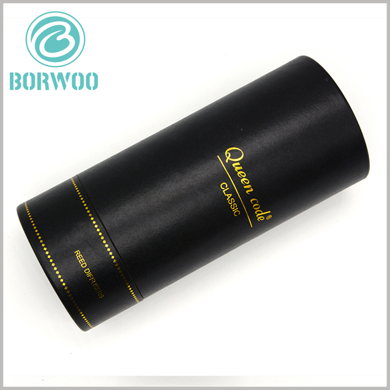 Luxury black round cardboard packaging box with gold stamping
