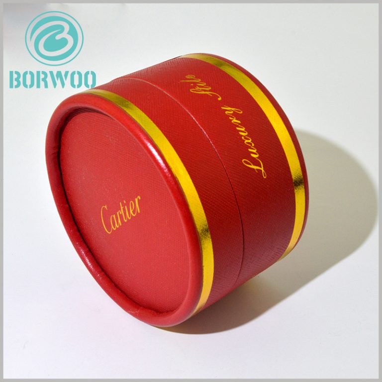 Luxury red cardboard round tube box with gold stamping Tube packaging