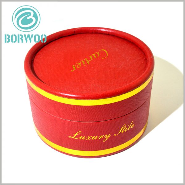 Luxury red cardboard round tube boxes with gold stamping wholesale