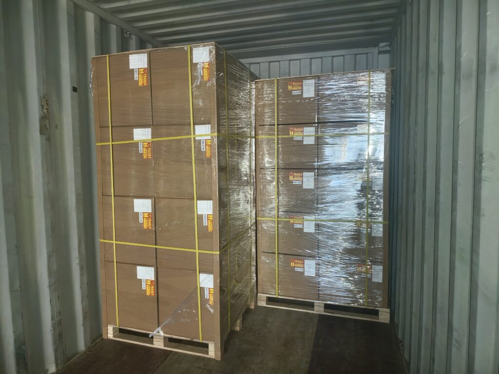 Pallets loaded into 40HQ container