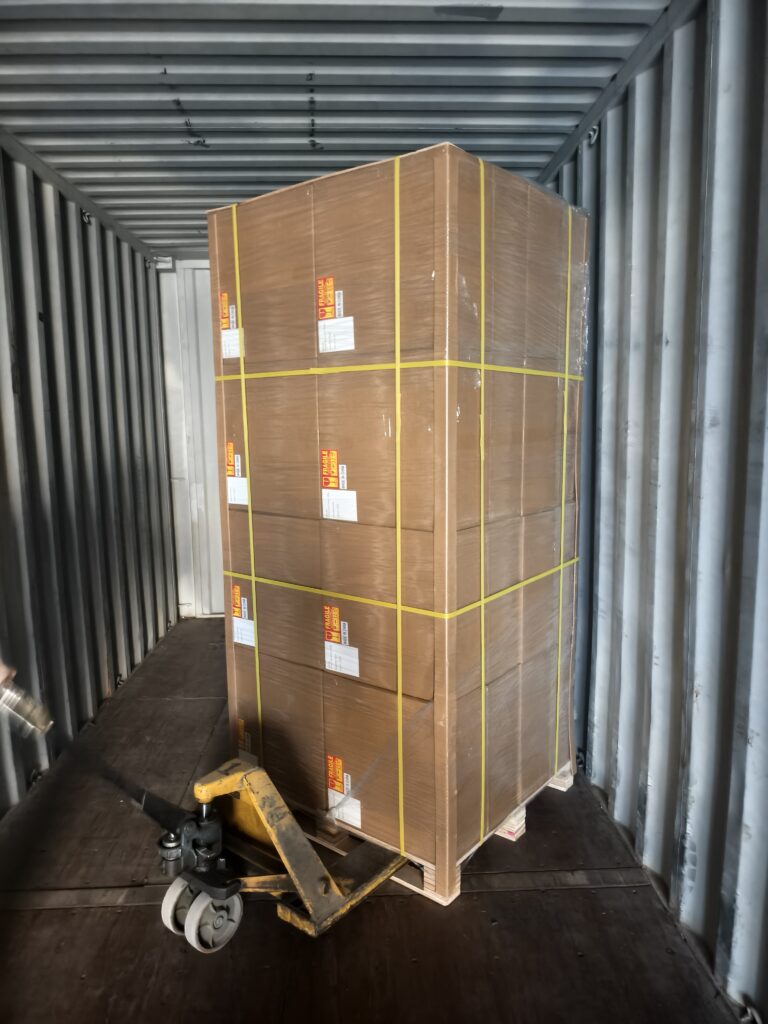 Pallets loaded into 40HQ container display