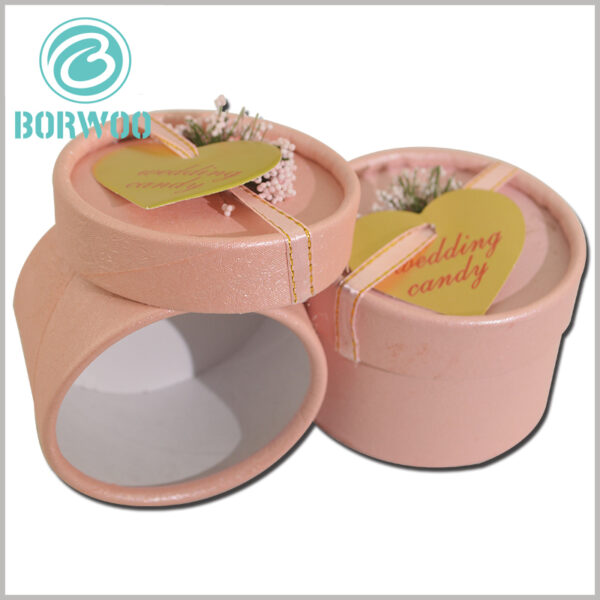 Pink Wedding candy tube packaging boxes with label.elegant pink Wedding candy tube packaging boxes with label