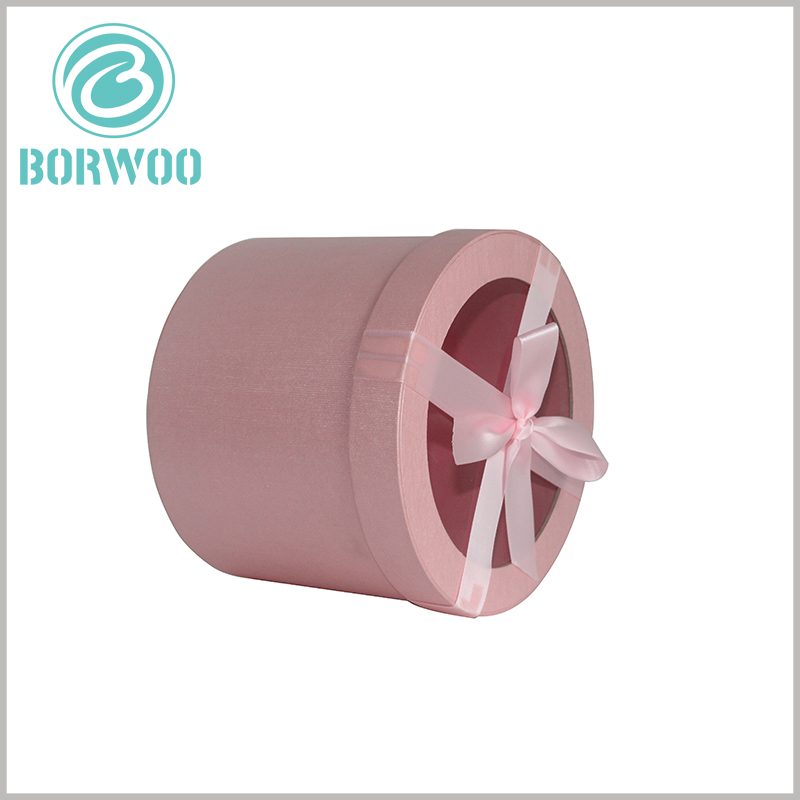Pink large round cardboard tubes gift packaging with window.This package looks cute and is very attractive for girls, and can be used for containing many stuffs.