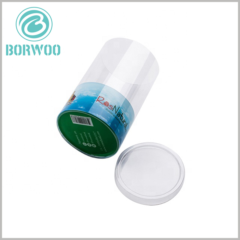 Plastic tube packaging boxes with clear clear lids.the bottom of the printed content allows consumers to better understand the product