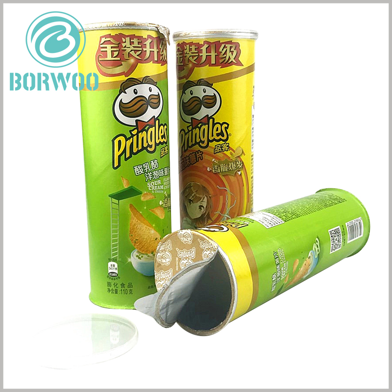 Potato chips packaging tube with aluminum foil sealing film and plastic ...